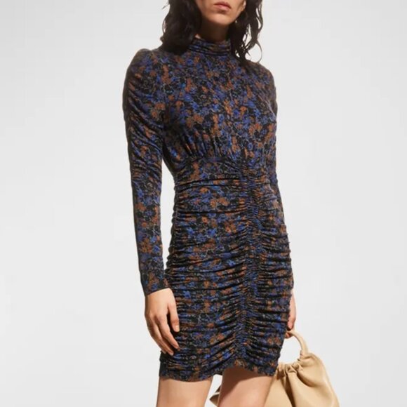 Veronica Beard Gretna Floral Ruched Mock Neck Dress Size Small - Picture 9 of 9